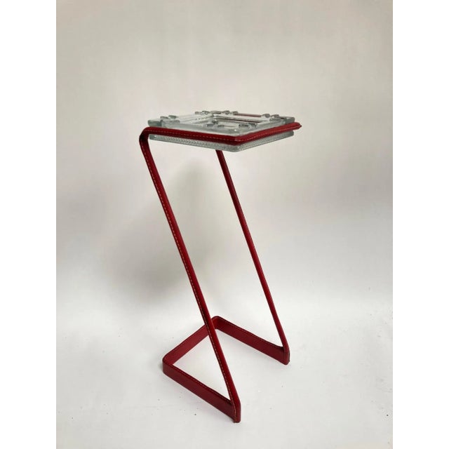 1950s Pocket Tray on Leather Covered Stand by Jacques Adnet For Sale - Image 5 of 6
