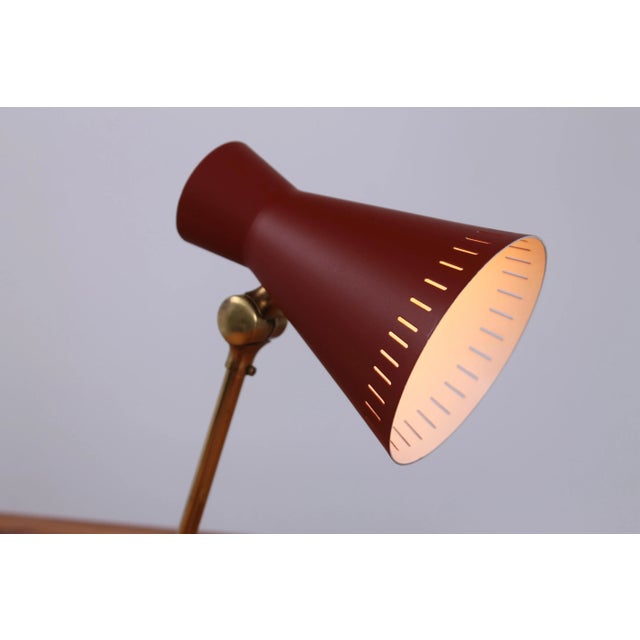 Red and Brass Diabolo Table Light by Asea, 1950s For Sale - Image 9 of 13