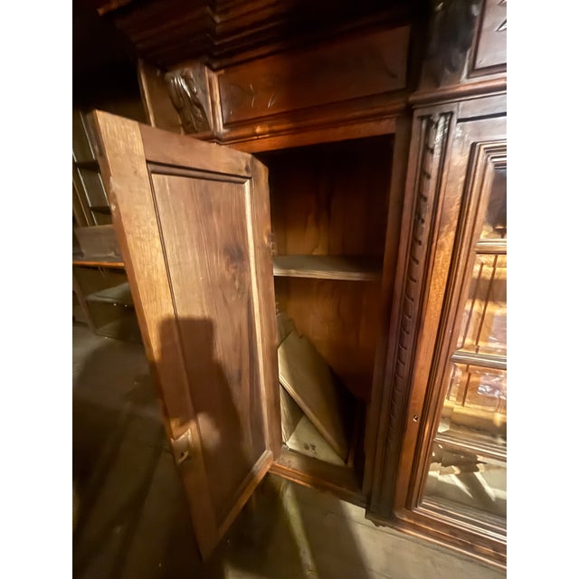 Burnt Umber Reproduction Solid Wood China Cabinet For Sale - Image 8 of 11