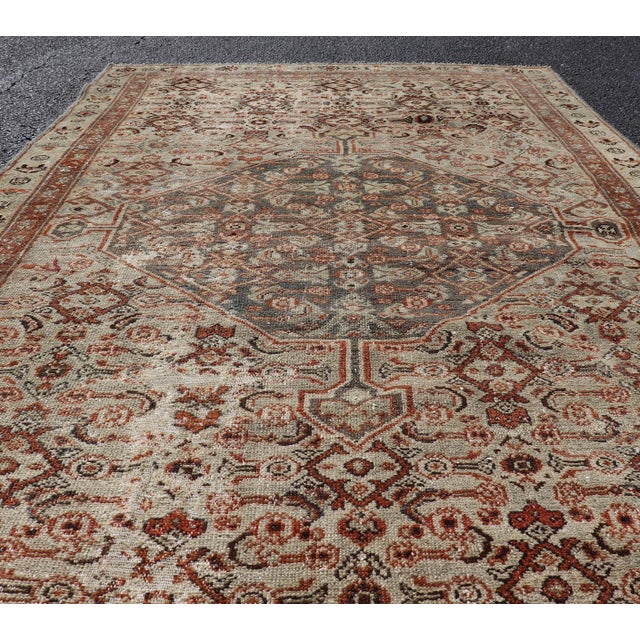 Antique Persian Malayer Rug With Intricate Medallion in Soft Beige 3'8 X 6'2 For Sale In Atlanta - Image 6 of 12