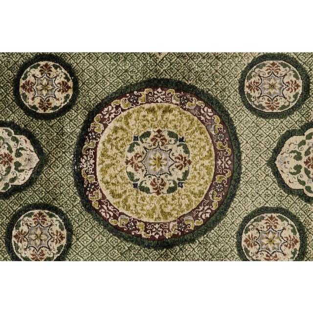 Art Deco Antique Chinese Art Deco Rug in Green With Floral Medallions, From Rug & Kilim For Sale - Image 3 of 7