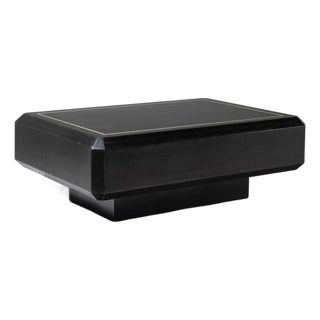 Karl Springer 1970's Lacquered Linen Inlaid Coffee Table For Sale