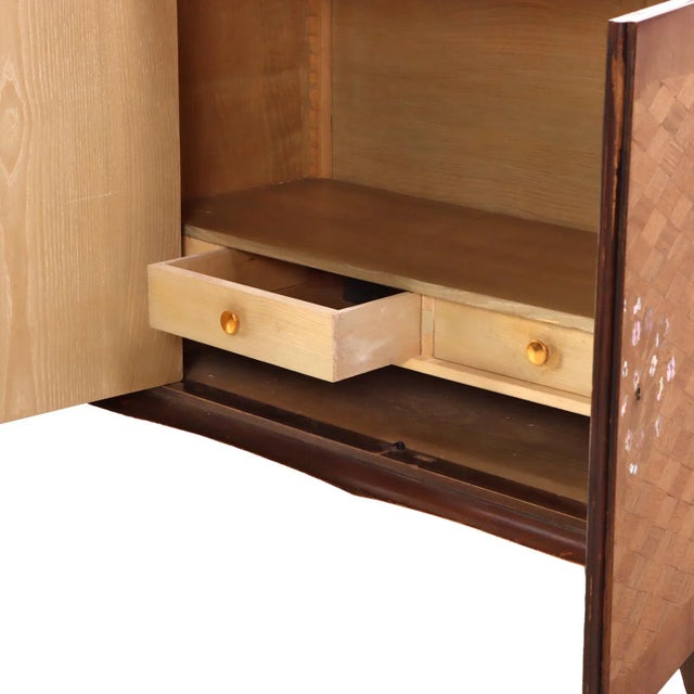 1950s A French Modernist Style Marquetry Sideboard, Attributed to Jules Leleu, C. 1950. For Sale - Image 5 of 9