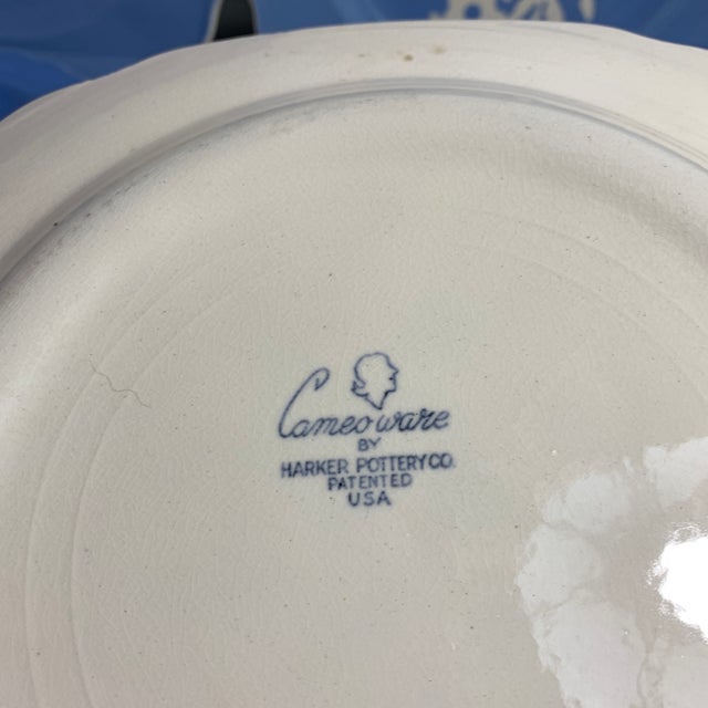 Ceramic 1930s “Dainty Flower Blue" (Also Known as Virginia) Pattern From Cameoware by Harker Pottery Company Dinnerware Set - 24 pcs For Sale - Image 7 of 7