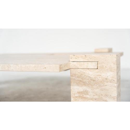 Contemporary Travertine Coffee Table, Italy For Sale - Image 3 of 10