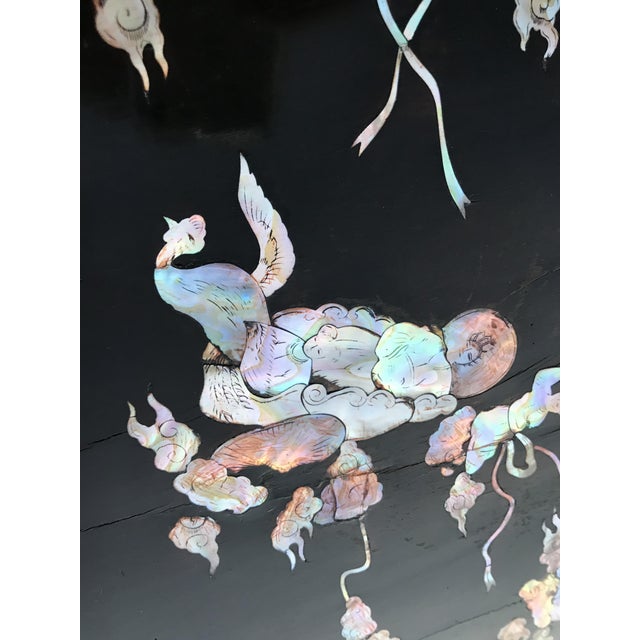 Black Chinese Side Table in Black Lacquered Wood, 1950s For Sale - Image 8 of 14