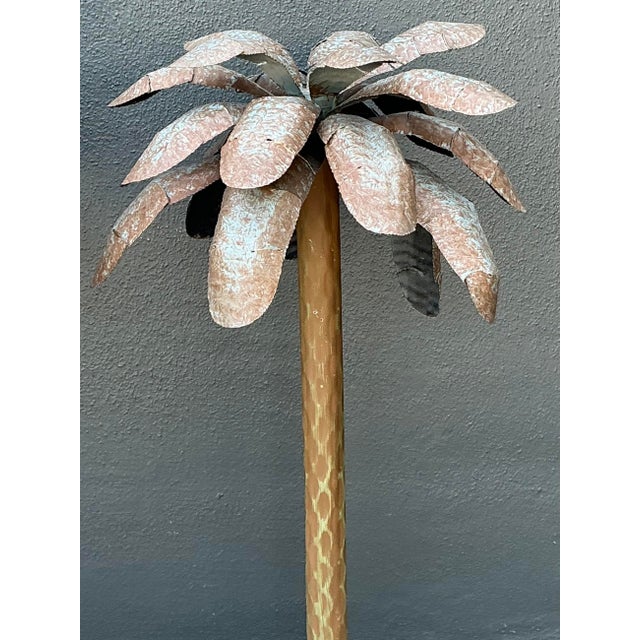 Mid 20th Century Vintage Punch Cut Tole Palm Trees - A Pair For Sale - Image 5 of 12