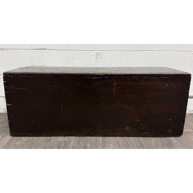 Traditional Antique Primitive Painted Pine Blanket Chest Trunk For Sale - Image 3 of 15