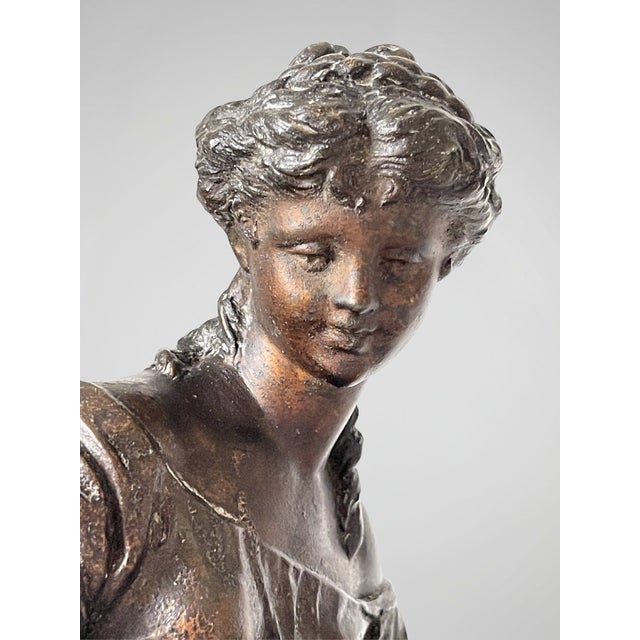 Napoleon III Euterpe Mantel Clock in Patinated Spelter by Japy Frères, 19th Century For Sale - Image 10 of 18