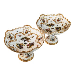 Meissen Porcelain Compotes Bowls Pair 19c For Sale