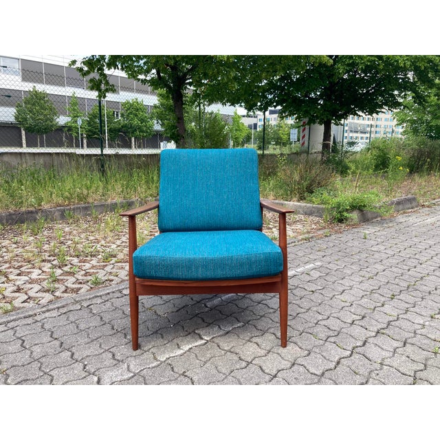 Mid-Century Petrol and Teak Easy Chair from Wilhelm Knoll Antimott, 1965 For Sale - Image 17 of 18