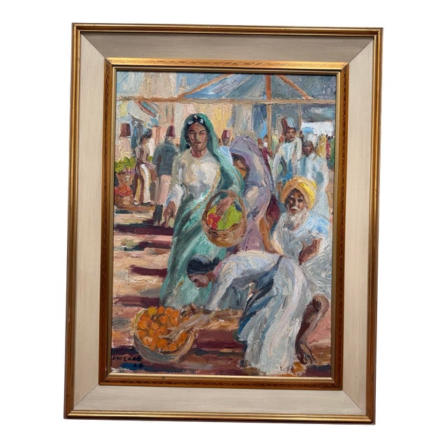 1946 P. W. Lamb South African Impressionist Durban Market Oil Painting For Sale