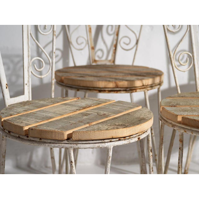 Rustic Antique Outdoor Chairs in White, 1920s, Set of 4 For Sale - Image 3 of 18