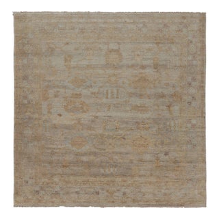 Rug & Kilim’s Modern Oushak-Inspired Rug in Pale Gray and Soft Gold Floral Pattern For Sale
