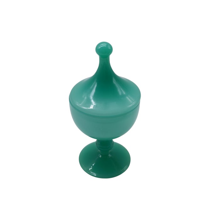 Glass Emerald-Green Glass Sweet Jars, Italy, 1960s, Set of 2 For Sale - Image 7 of 8