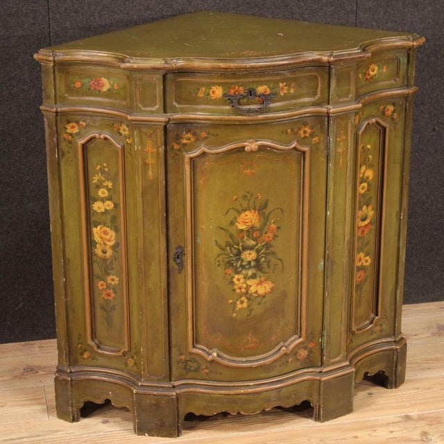 Venetian Painted Corner Credenza, 1930 For Sale - Image 12 of 12