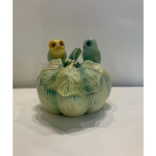 1970s Vintage, Signed Sculpture of Two Owls on a Pumpkin by Sergio Bustamante For Sale - Image 9 of 9