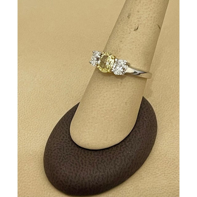 GIA Certified Natural Fancy Yellow & White Diamond Three Stone Engagement Ring For Sale - Image 13 of 18