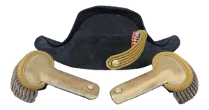 Mid 19th Century French Naval Officer's Hat and Epaulettes in Original Box - 4 Pieces