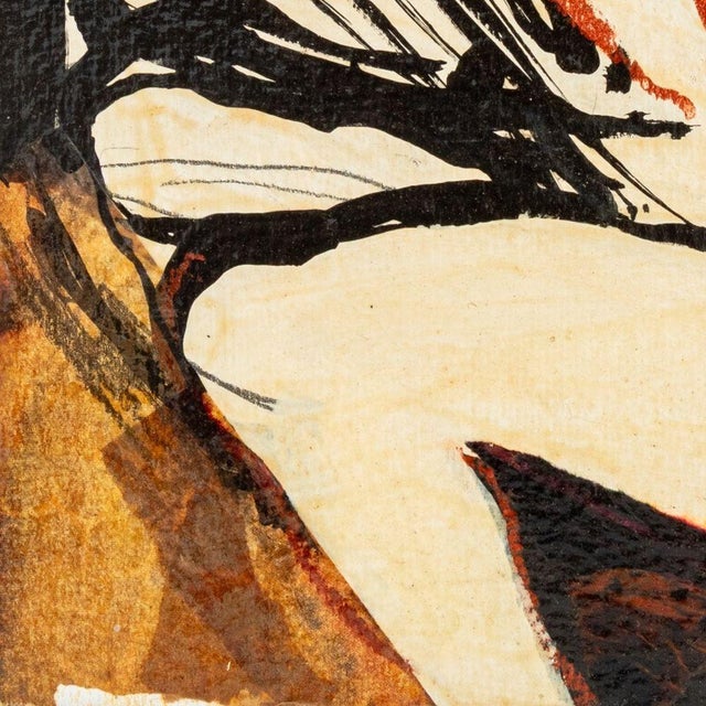 Elfi Schuselka (Austrian, b. 1940), Abstract Figural Composition, Mixed Media on Paper, mounted on board, circa 1965,...