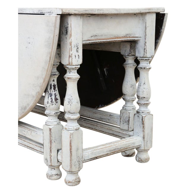 Wood Large Antique Swedish Drop-Leaf Gateleg Dining Table, 1920s For Sale - Image 7 of 14