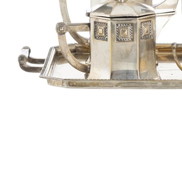 Art Deco Silver Plated Tea Set, Set of 5 For Sale - Image 3 of 6
