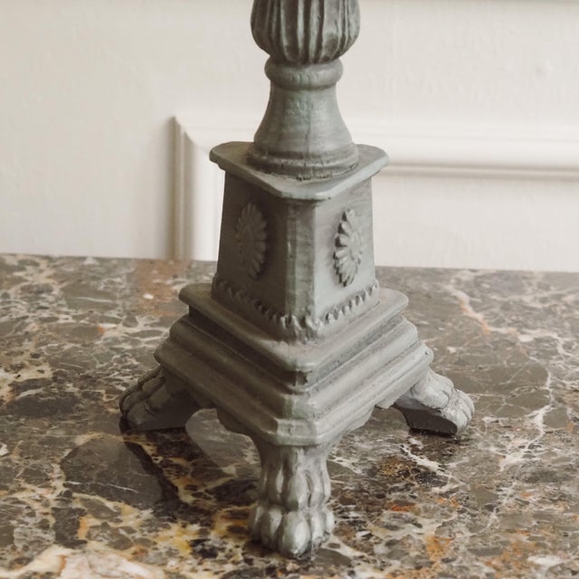 Gray Table Lamp with Paw Feet and Patina Finish For Sale - Image 8 of 8