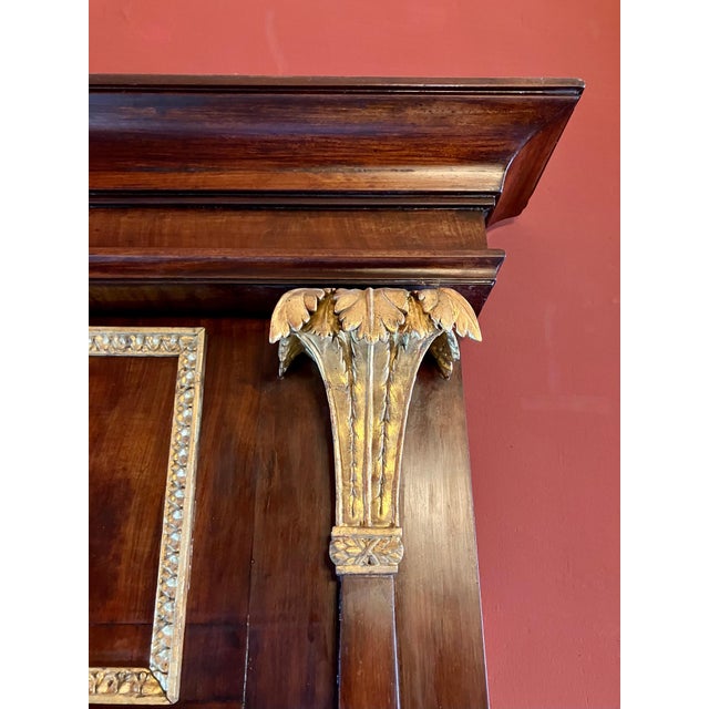 Italian Empire Mahogany and Parcel Gilt Console with Mirror and Carrara Marble Top For Sale - Image 11 of 18