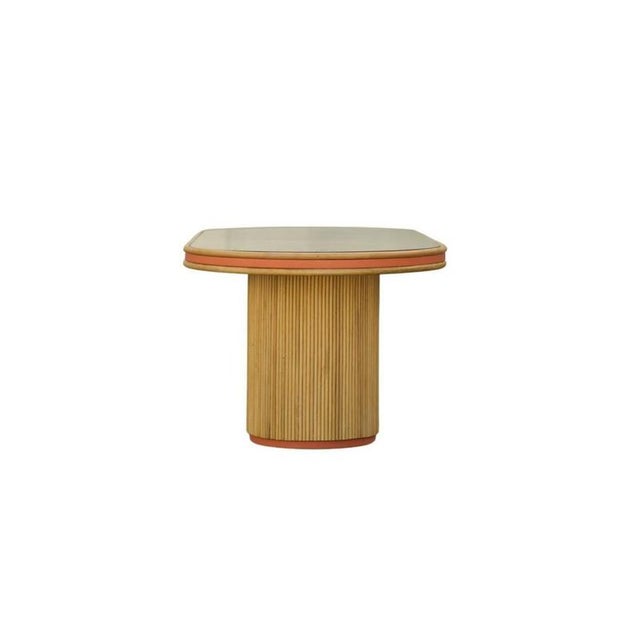 Java Dining Table in Tinted Rattan and Imitation Grained Leather by Popus Editions For Sale - Image 4 of 6