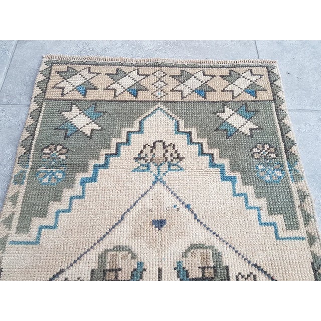 1950s Brown, Blue & Green Geometric Anatolian Rug For Sale - Image 9 of 10