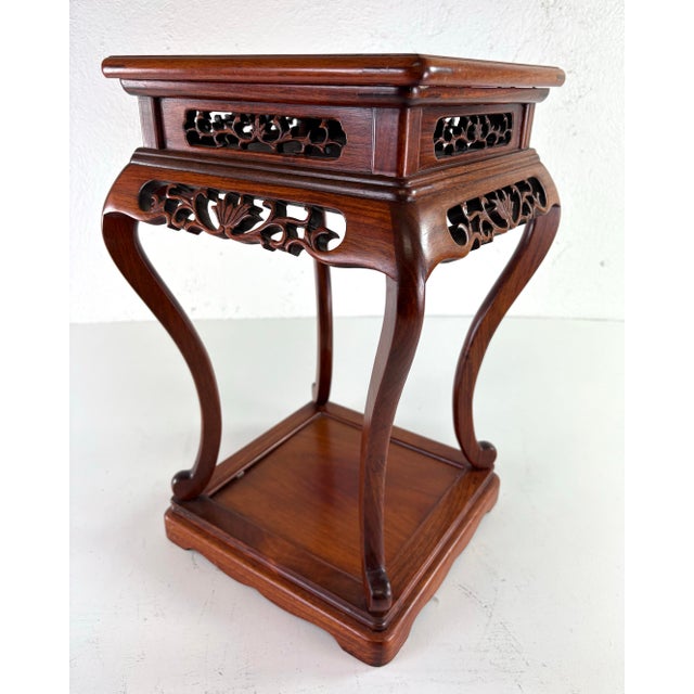 Hand Carved Chinese Export, Mahogany Pedestal Table For Sale - Image 9 of 9