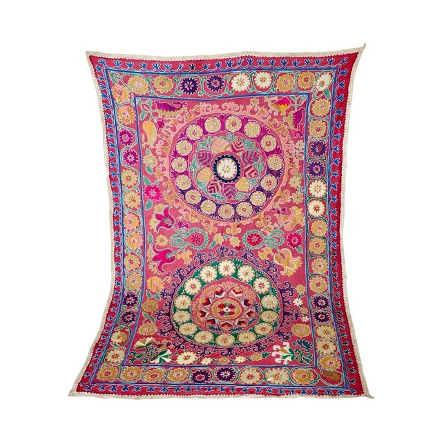 1970s Vintage Suzani Fabric For Sale - Image 4 of 6