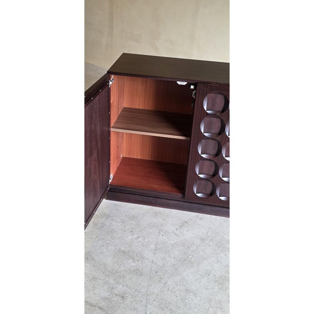 Vintage Brutalist Cabinet in Burgundy, 1970s For Sale - Image 10 of 11