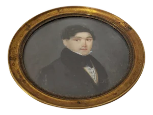 19th Century Miniature Portrait of a Handsome Young Man