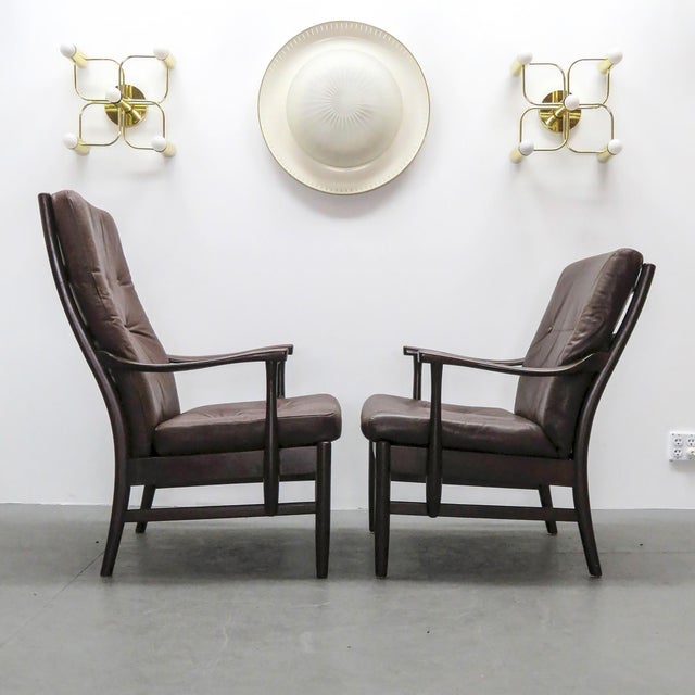 Set of Two Leather Arm Chairs by Ole Wanscher, 1950 For Sale - Image 4 of 10