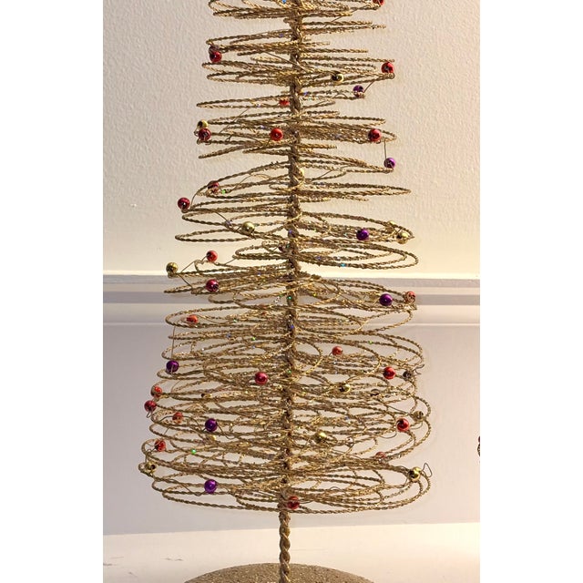 Gold Vintage Gold Wire Beaded Christmas Trees – Set of 2 (20” Each) For Sale - Image 8 of 11