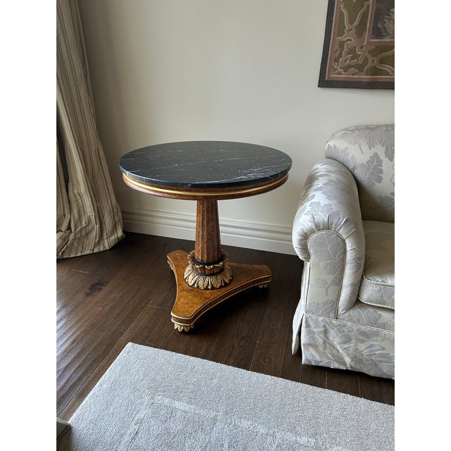 Late 20th Century Pair of Biedermeier Table Carved Giltwood & Marquina Marble Tops For Sale - Image 4 of 8