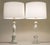 A striking matching set of large Italian Carrara marble Classic Hollywood Regency Tuscan Column style table lamps from...