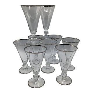 Platinum Band Water Goblets by Bryce -Set of 8 For Sale