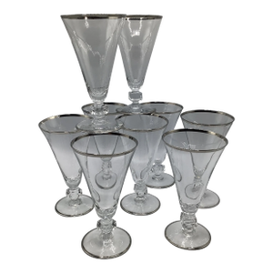 Vintage Bryce 934-1 Platinum Band Water Goblets-Set of 8