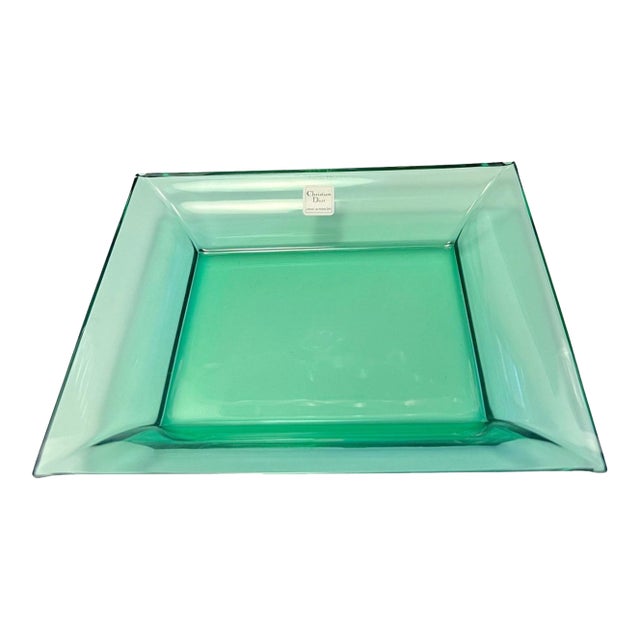 Christian Dior Green Rectangular Glass Vide Poche or Ashtray For Sale