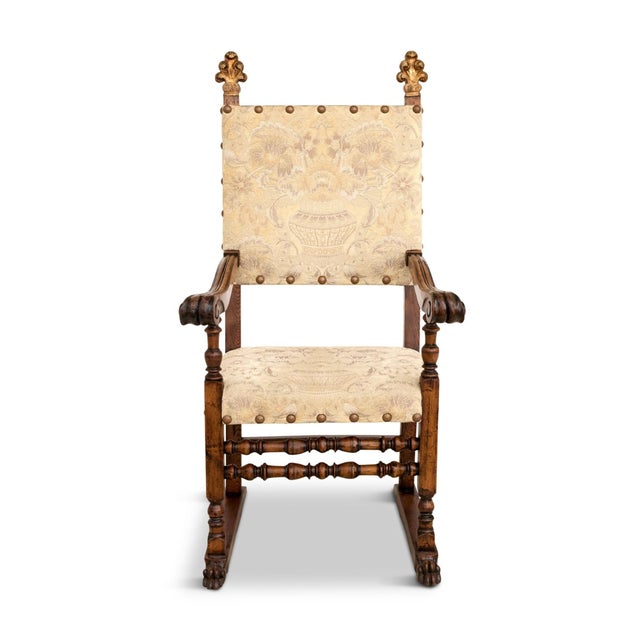 This 18th-century Iberian oak armchair embodies Spanish and Portuguese design, where furniture was not just functional but...