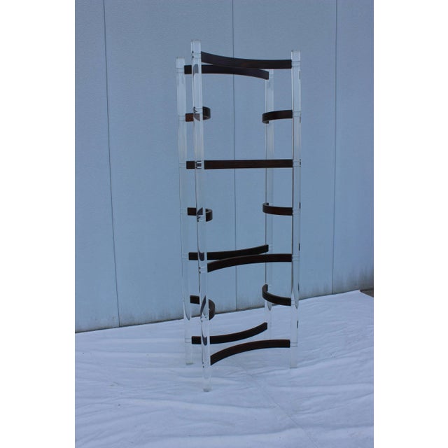 Transparent 1970s Lucite and Rosewood Etagere For Sale - Image 8 of 9