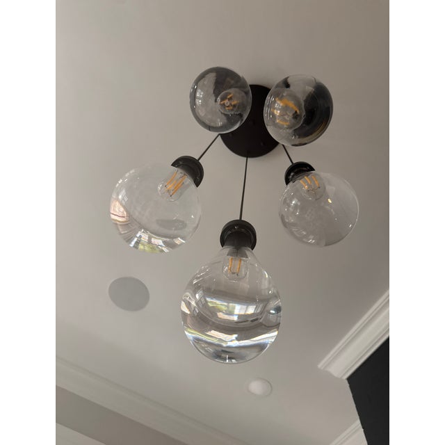Modern Staggered 5-Light Clear Solid Glass Teardrop Cluster Chandelier ...