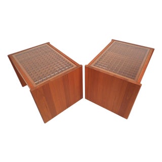 Mid 20th Century Danish Lattice Top End Tables by Komfort - 2 Pieces For Sale