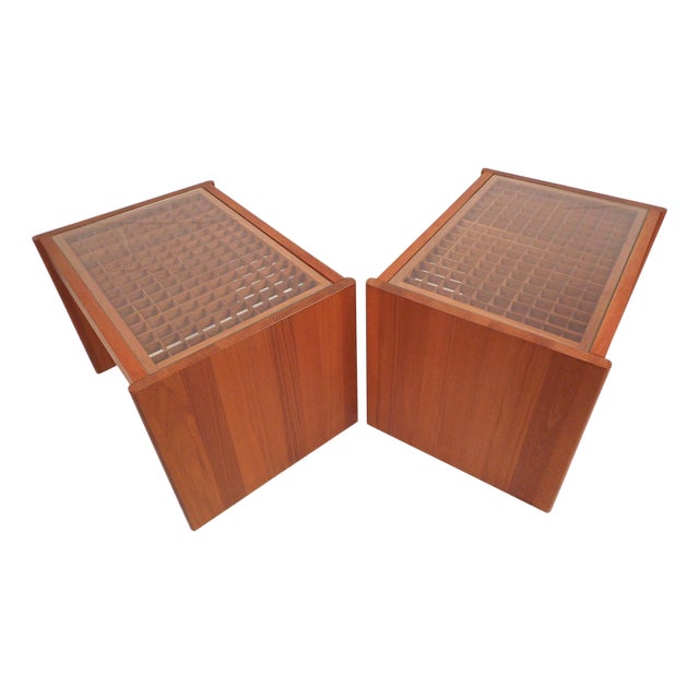 Mid 20th Century Danish Lattice Top End Tables by Komfort - 2 Pieces For Sale