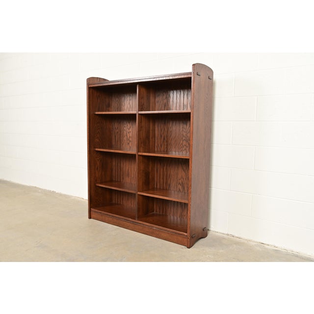 Gustav Stickley Antique Mission Oak Arts and Crafts Double Bookcase, Newly Refinished For Sale - Image 12 of 12