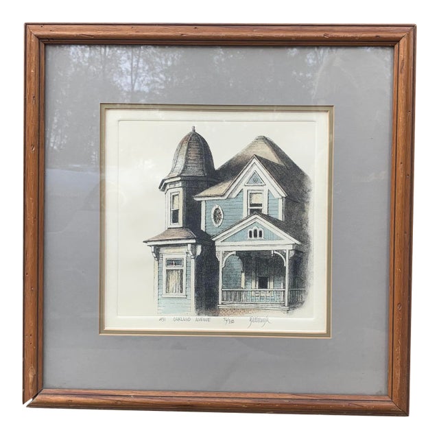 Late 20th Century Architectural Colored Etching by James Yarbrough For Sale