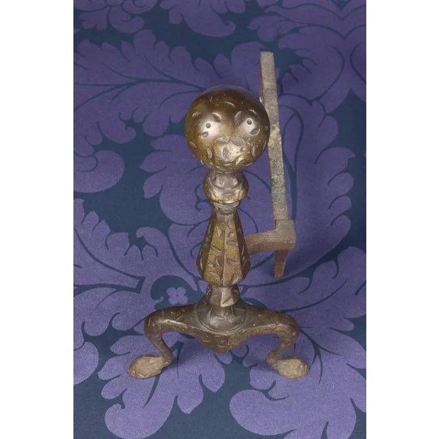 Pair of Hammered and Patinated Andirons For Sale - Image 4 of 8