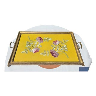 Art Deco Wooden Tray with Embroidered Lion Paws, 1920s For Sale